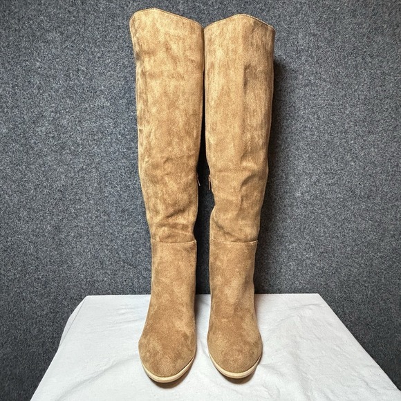 NEW~ Women's Classic (Faux Suede) Knee Boots with Side Zipper - Khaki ~ Size 9 - Picture 7 of 10